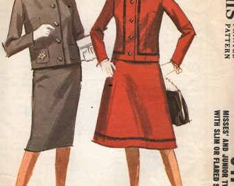 Vintage 1960s McCall's Sewing Pattern 6476 - Misses' Two - Piece Suit size 16 bust 36"
