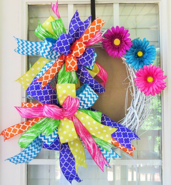 Summer Grapevine DELUXE Wreath Gerber Daisy by SouthernWreathsAL