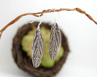 Textured cedar sprig earrings *nature-inspired jewelry*