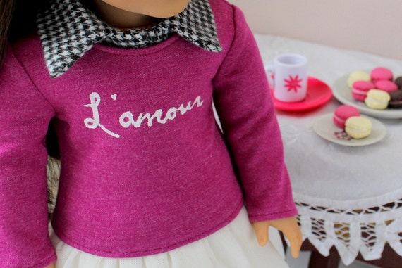 L'amour Sweater and Collar for American Girl or 18" Doll