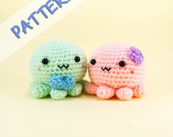 Octopus Couple Amigurumi Pattern -- Crochet toy couple wedding gift