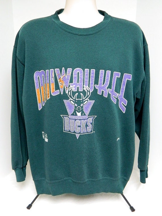 90s Milwaukee Bucks Crew Neck Sweater by Nut Meg Size Large