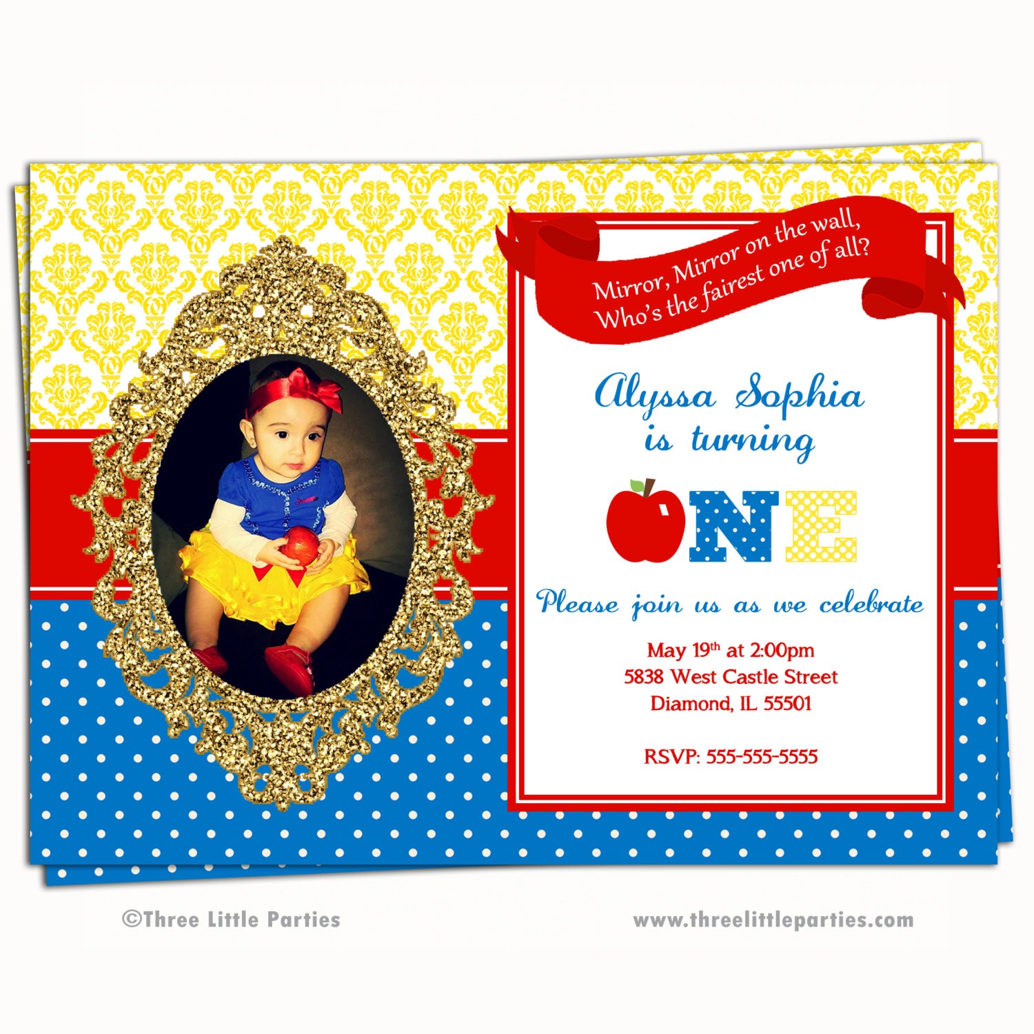 Snow White Birthday Party Invitation Wording 1