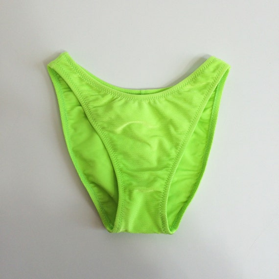 90s Textured Neon High Cut Bikini Bottoms by TigerStyleVintage