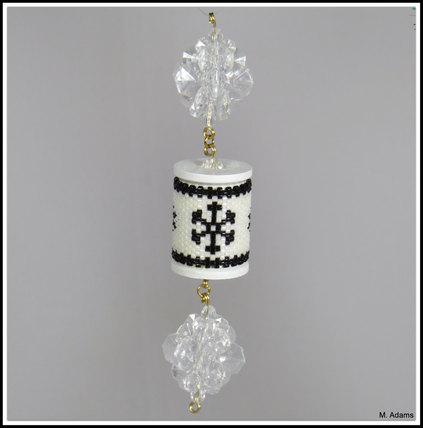 Black & White Snowflake Beaded Christmas Ornament