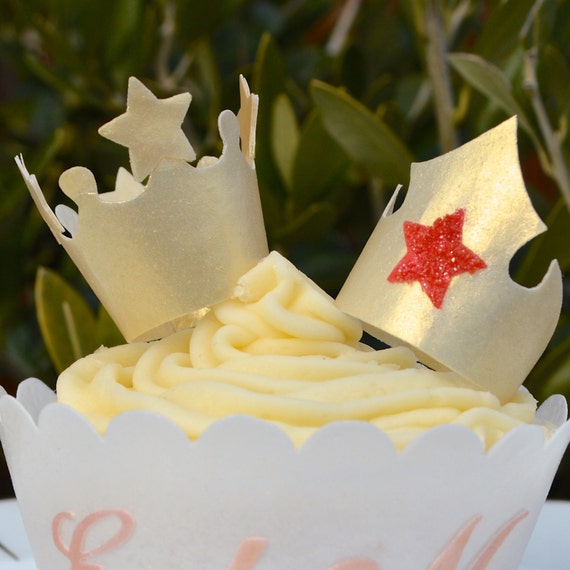 Edible Crowns Tiaras Gold Red Stars 3D King Queen Princess