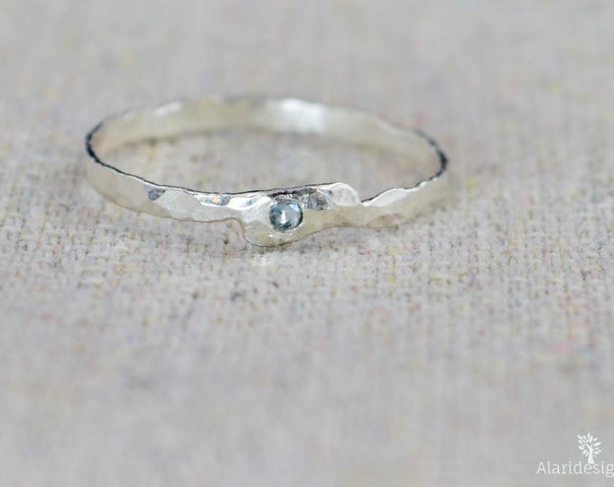 Freeform Aquamarine Ring, Sterling Silver, Asymmetrical Ring, Stacking Rings, Mother's Ring, Birthstone Rings, Stack Ring, Aquamarine Ring