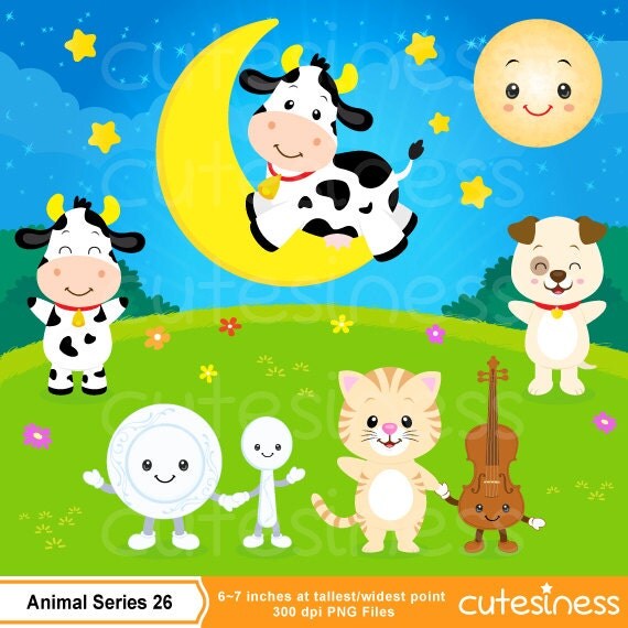 Hey Diddle Diddle Clipart Cow Clipart Nursery Clipart