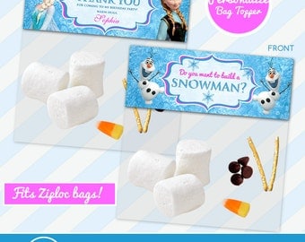 Do You Want To Build A Snowman, Frozen Favor, Personalize Bag Toppers, Disney Frozen Treat Bag Topper - Birthday Party Printable Olaf