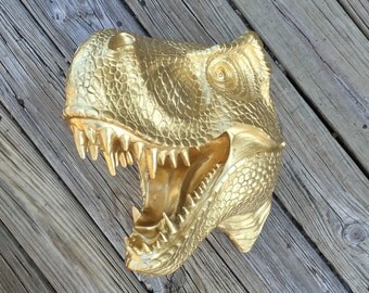 ANY COLOR T-Rex Head // Faux Taxidermy // Jurassic Park / Dinosaur Wall Mount / Wall Plaque / Animal Sculpture / Boy's Room // Tyrannosaurus