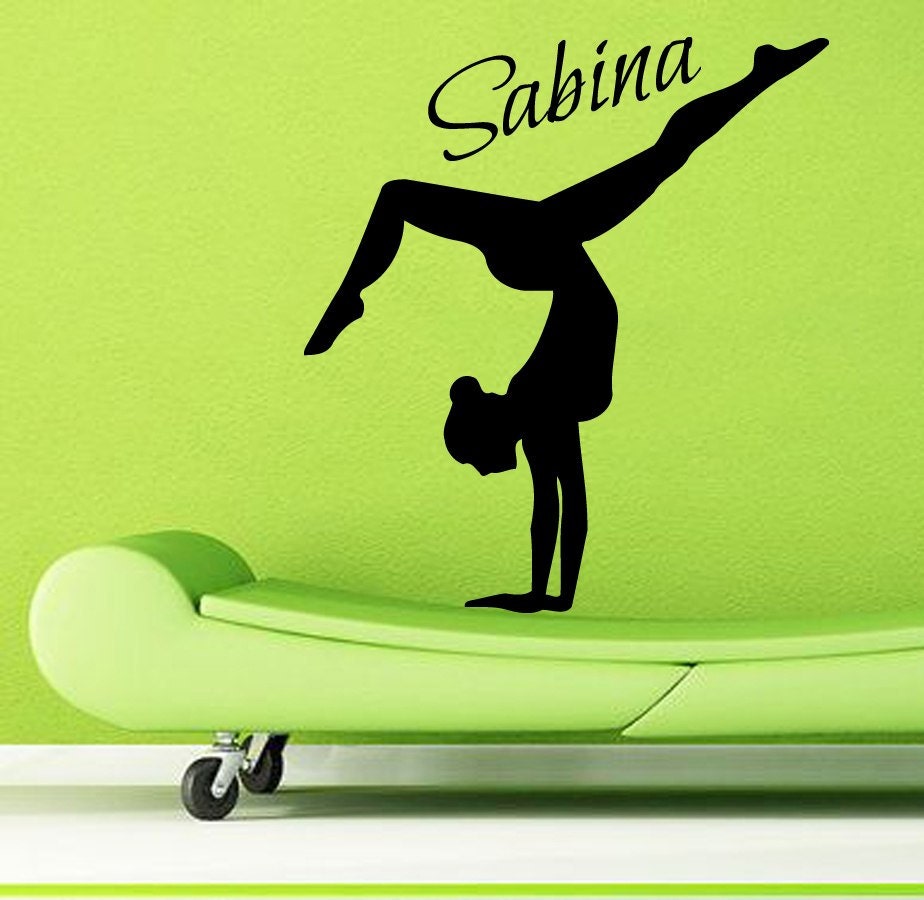 Sport Wall Decals Girl Gymnast Personalized Name Gym Interior 2817