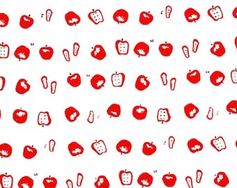 Heather Ross - Munki Munki Fabric - Red Apples on Poplin - Out Of Print OOP VHTF