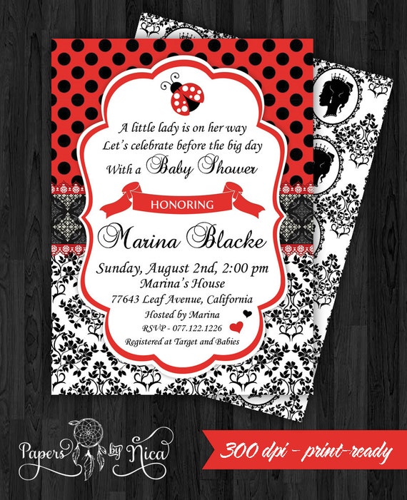 Ladybug Themed Baby Shower Invitations 4