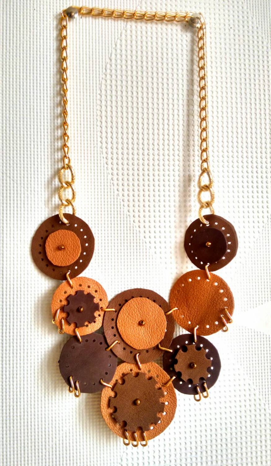 Leather necklace Brown necklace Steampunk by SaraKeyHandmade