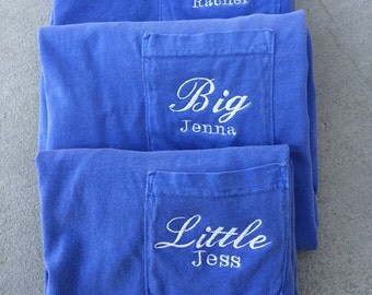 Big and Little long sleeve comfort colors pocket tess