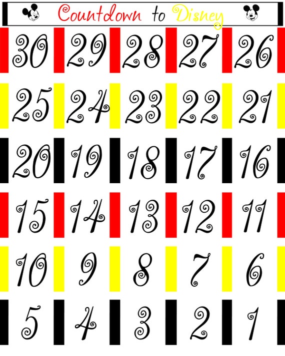 Printable Disney Trip Countdown Calendar By InkyBitsDesigns