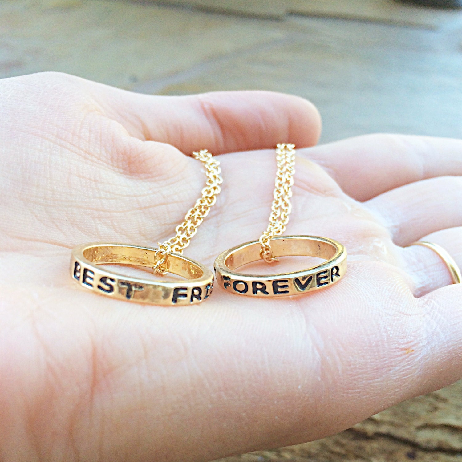 Gold Best Friend Ring Necklace Best Friend Rings by TinksbyJustine