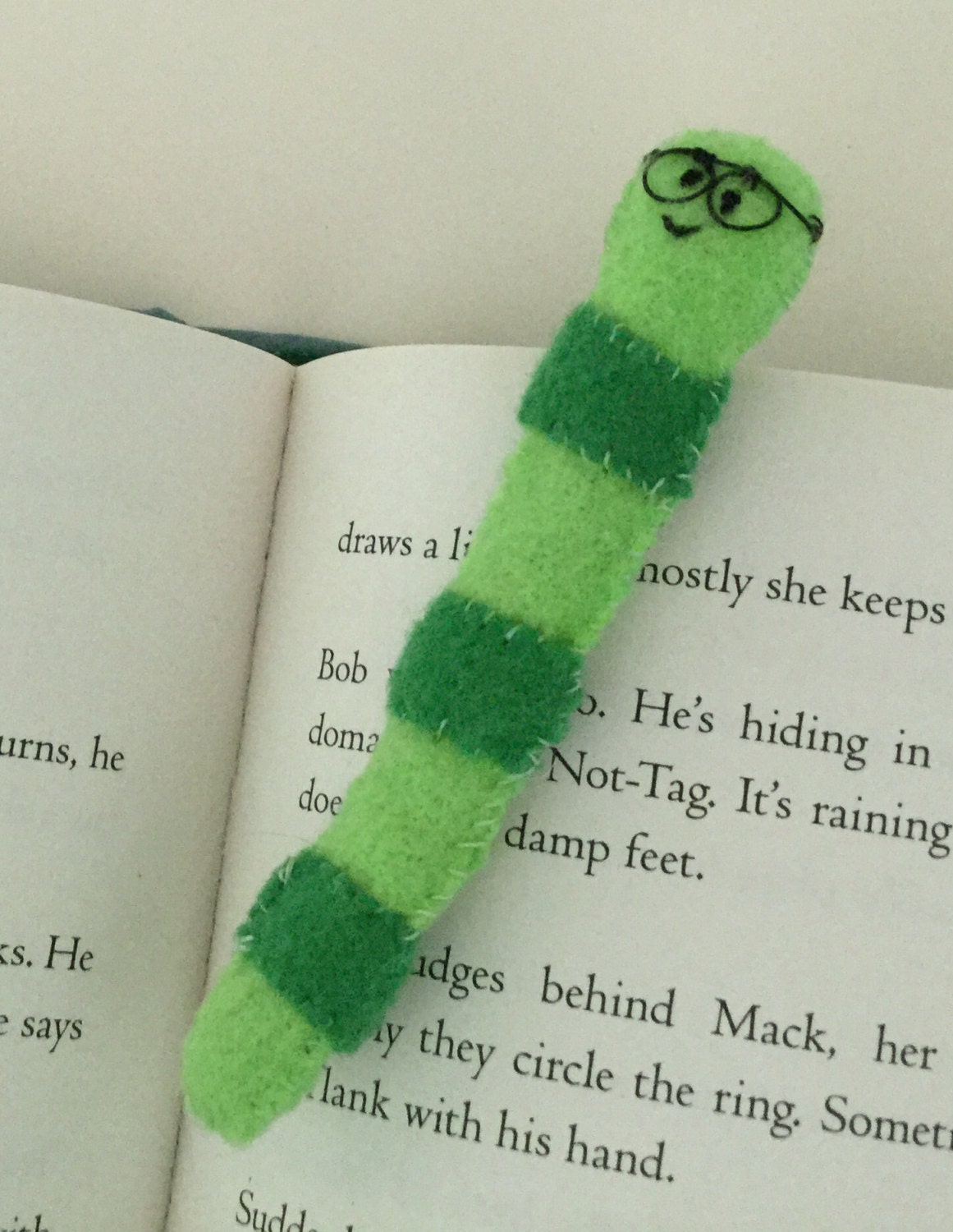 Bookworm felt bookmark cute bookmark poseable felt by KittiCakes