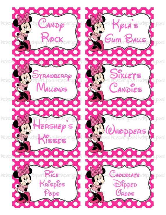 minnie mouse buffet label tag mickey mouse printable