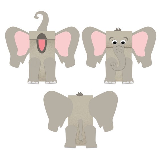 Elephant Paper Bag Puppet - Printable Kid's Craft from PuppetPets on ...