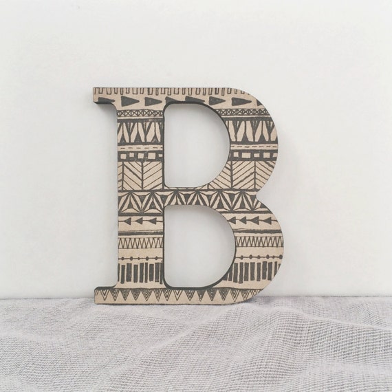 Decorative Wood Wall Letter B Hanging Wall By InkSauceStudio