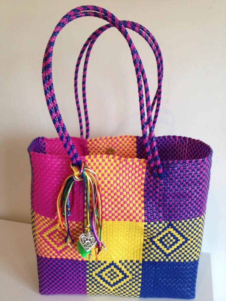 mexican woven plastic tote