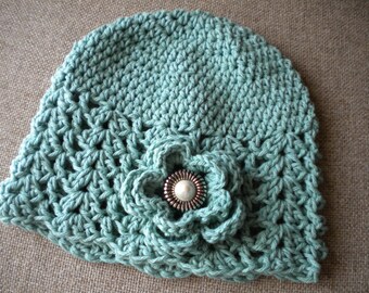 Spring Beanie Hat for woman, Crochet Hat for Women, Beanie Hat with Flower, Crochet Hat, Women Hat, women accessories, Summer Cotton Hat