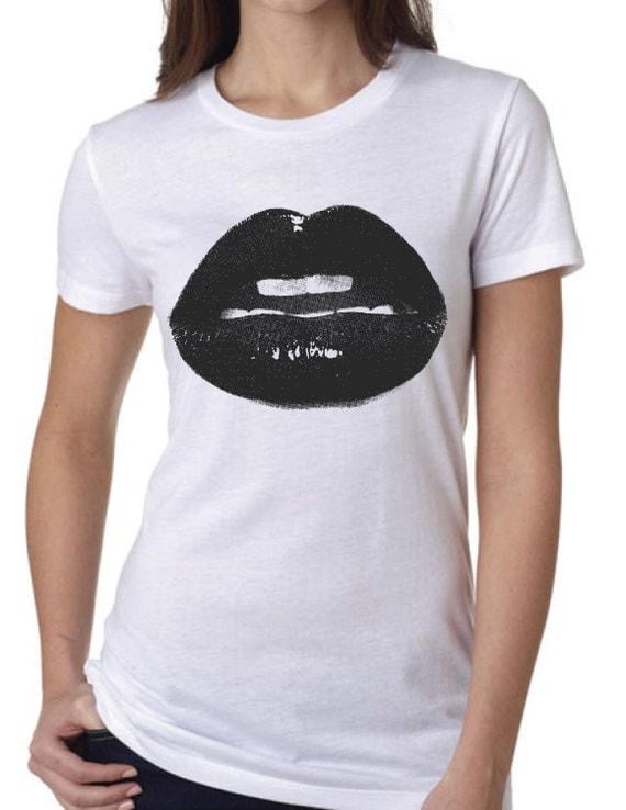 Black Lips Women's White Tee Shirt by OverUrHead on Etsy