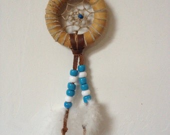 dream catcher leather - blue and white ref: DC 131104