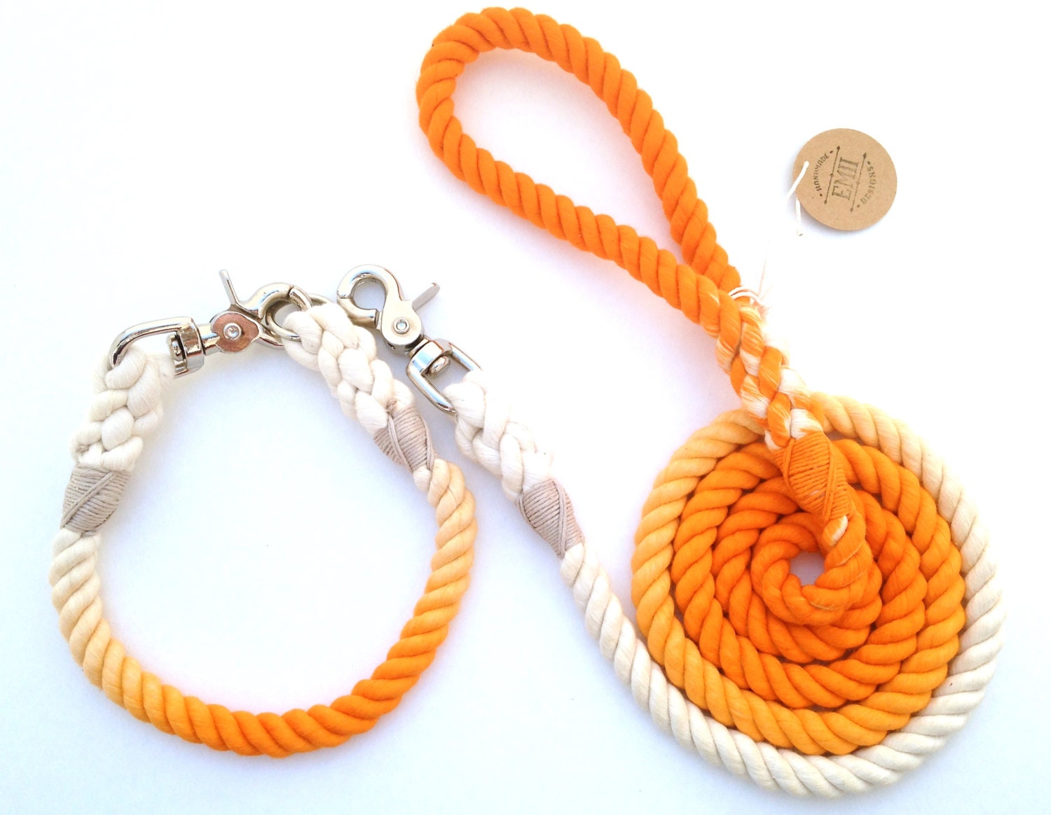 Ombre Rope Dog Collar & 5 ft Ombre Dog leash by EmiiDesignsStudio