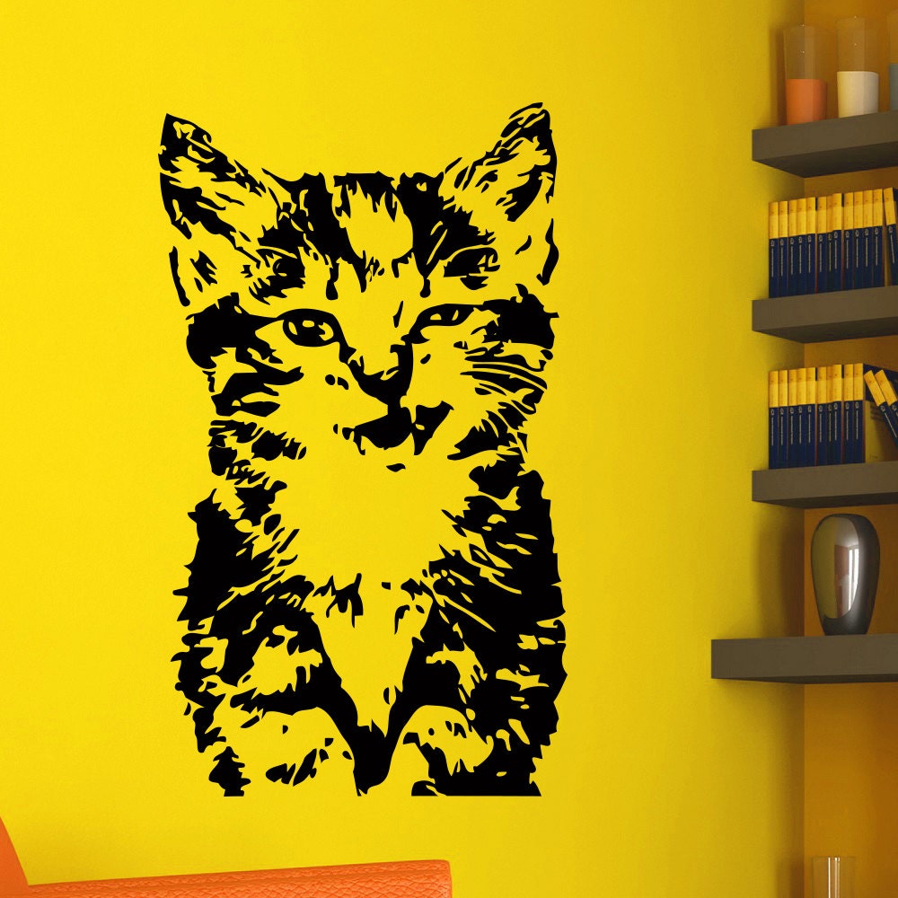 Vinyl Wall Decals Kitten Cat Kitty Cat Kids Nursery Room Decal