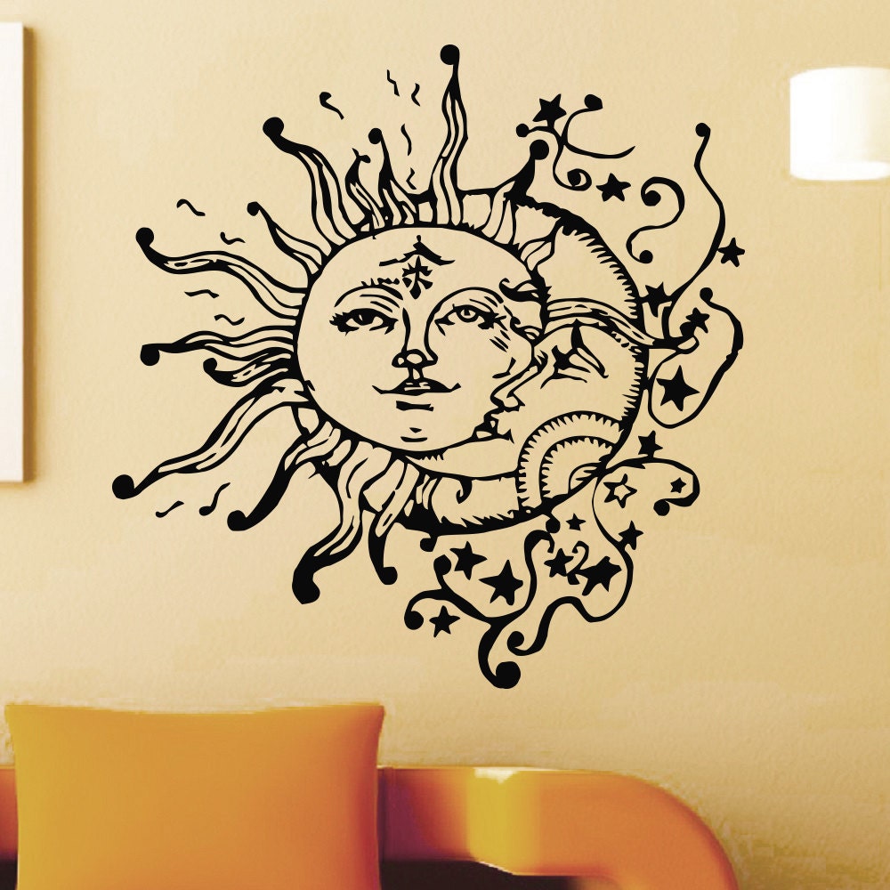 wall decal vinyl sticker sun and moon crescent ethnic dual