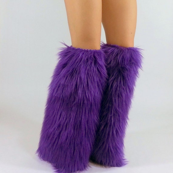 Purple Fur Legwarmers abovetheknee FREE by ModernPelage on Etsy
