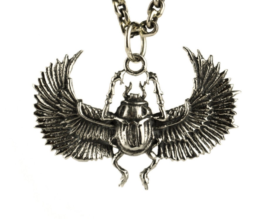 Egypt Scarab Necklace Antique Silver Color Bronze Pendant with Handmade Chain Bohemian Jewelry - FPE014 WB or SS steampunk buy now online Egypt Scarab Necklace Antique Silver Color Bronze Pendant with Handmade Chain Bohemian Jewelry - FPE014 WB or SS steampunk buy now online
