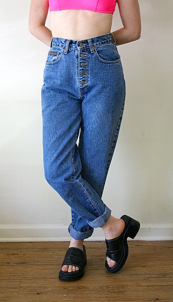 REDUCED 90s High Waisted Jeans Button Fly PEPE by DownHouseVintage