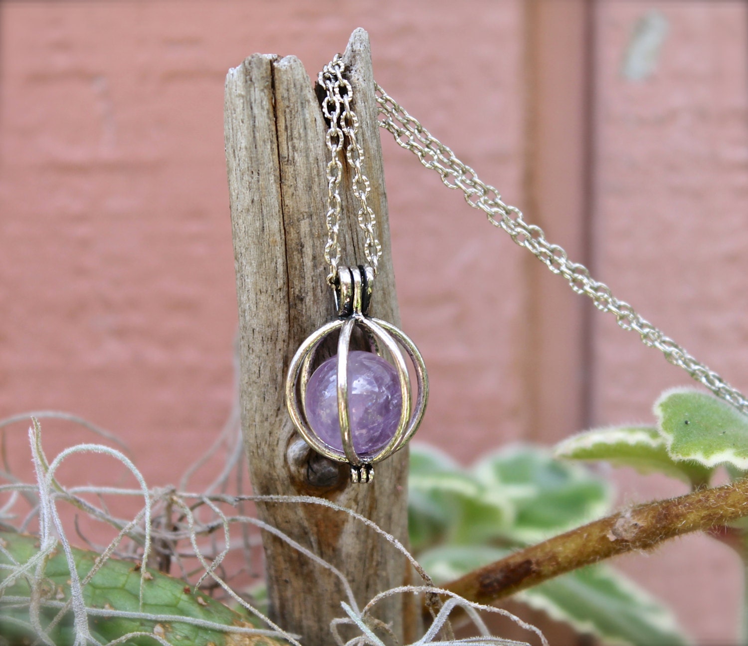 Amethyst Necklace Crystal Ball Jewelry Wiccan Necklace