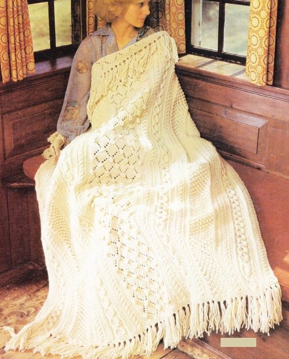 Fisherman Afghan Knitting Pattern PDF Instant by PaperButtercup