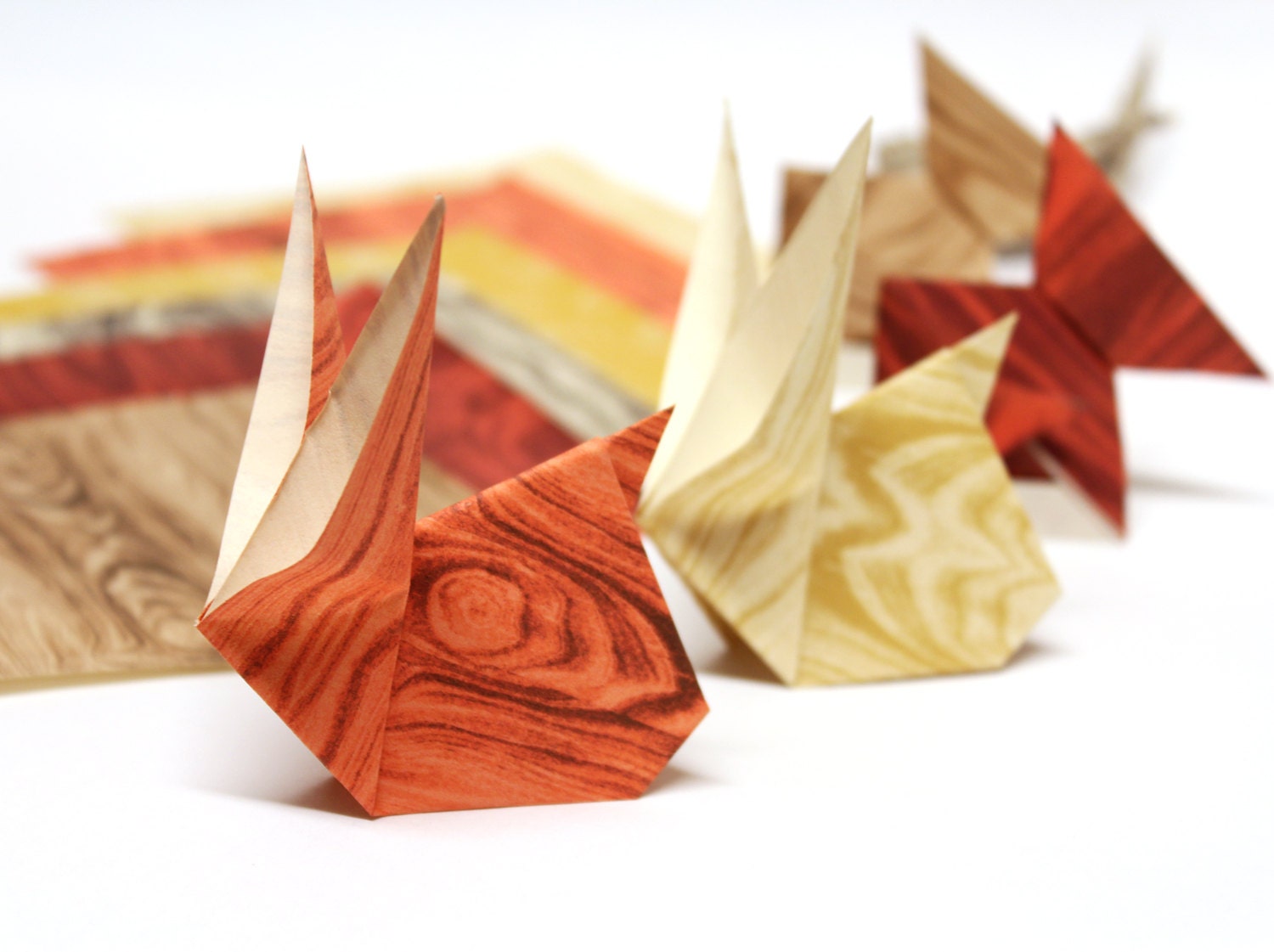 Wood Grain Origami Paper Medium 5 inch 12 sheets Wood