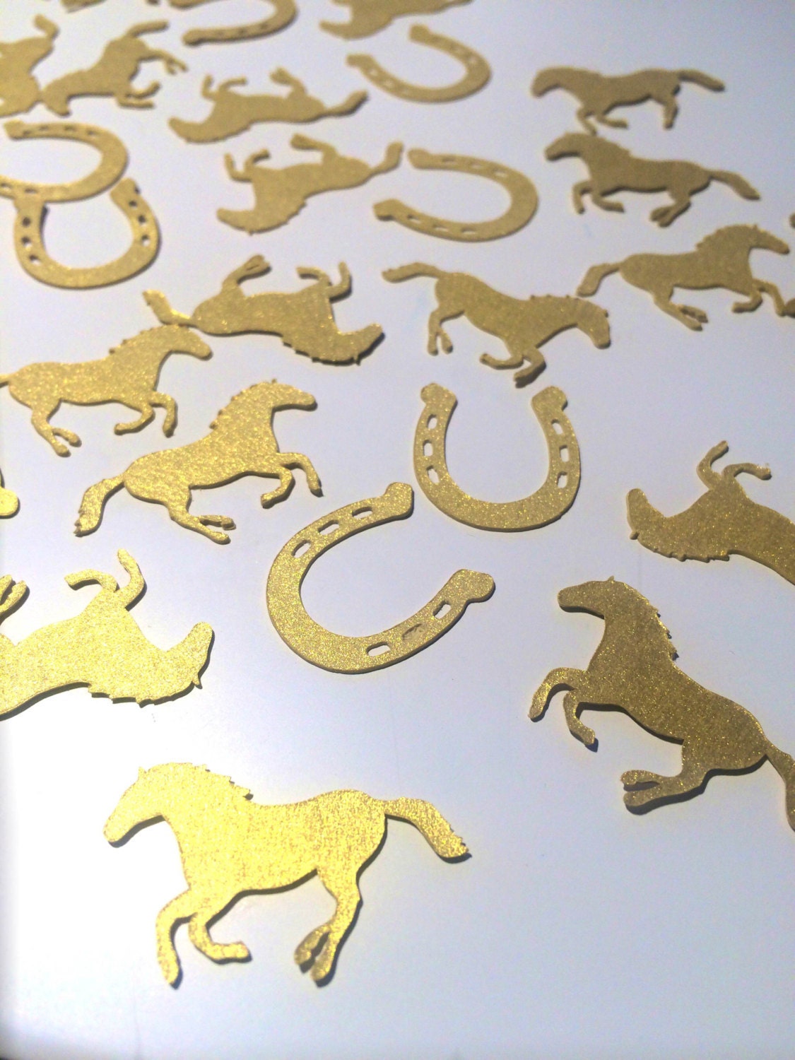 Kentucky Derby Confetti Gold Horse & Horseshoe Party