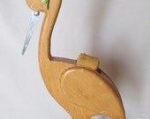 Folk Art Sewing Notion Organizer, Vintage Wood Bird Scissor Thread Holder Folk Art Sewing Notion Organizer, Vintage Wood Bird Scissor Thread Holder