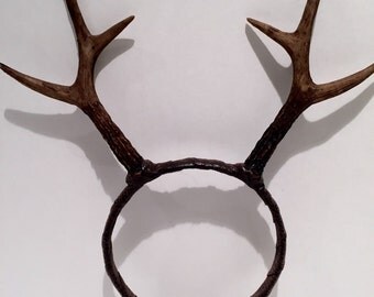 Antler Headband- Deer- Antler Headdress- Reindeer Antlers- Boho- Burning Man- Music Festival- Cosplay- Festival Wear-
