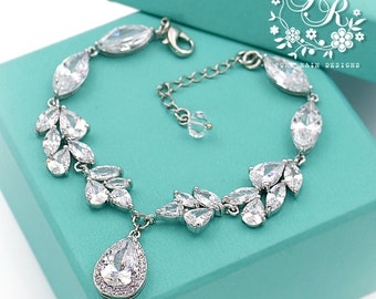 Wedding Bracelet Platinum plated Zirconia by PureRainDesigns