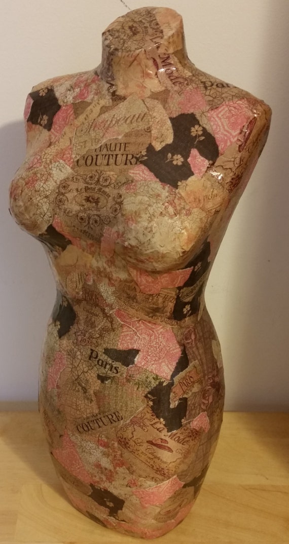 Decoupage Paper Mache Display Mannequin Paris Coutore Crackle