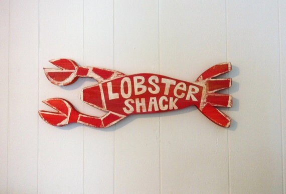 Wooden Lobster Shack Coastal Beach House Sign Art Wall Hanging