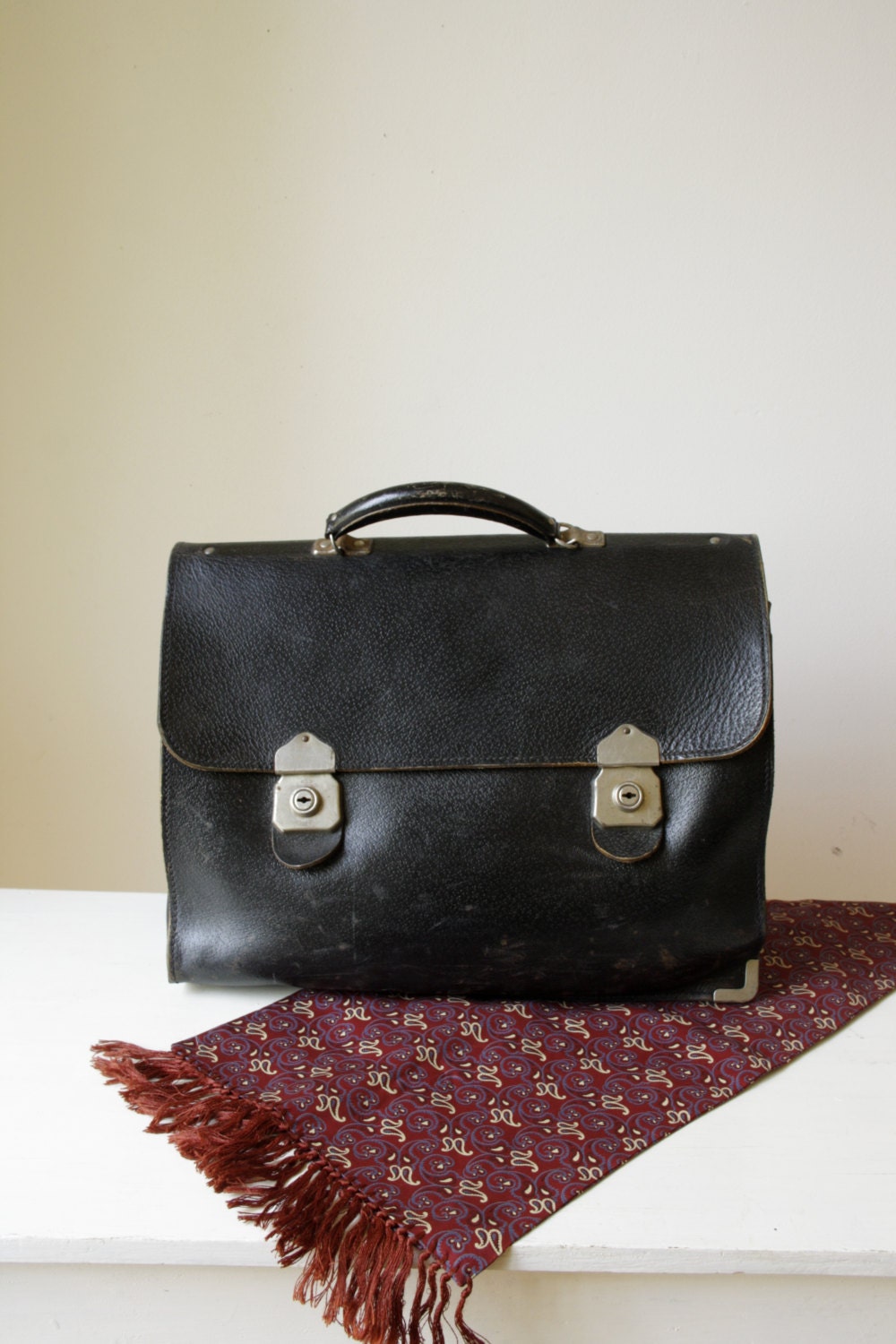 black leather attache