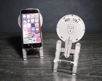 Star Trek Enterprise NCC-1701 Original Series Smart Phone Stand - iPhone 6, Plus, iPhone 5 Android, Samsung Galaxy s3 s4 s5 - Desk Accessory