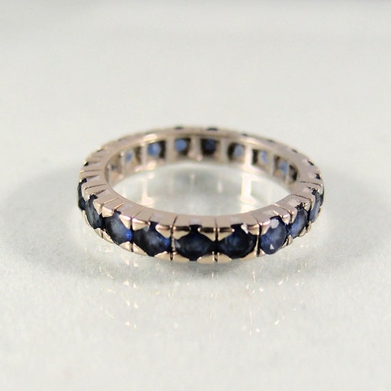 Retro eternity platinum sapphire ring by MidwestArtObjects on Etsy
