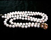 Vintage Necklace Double Strand Bead Necklace Hand Knotted White Milk Glass Beads w/Touch of Coral Color Choker Style Ladies Jewelry Gift Vintage Necklace Double Strand Bead Necklace Hand Knotted White Milk Glass Beads w/Touch of Coral Color Choker Style Ladies Jewelry Gift
