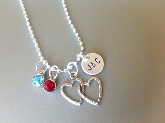 Two heart necklace girlfriend necklace personalized