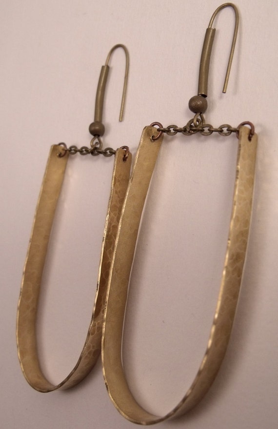 Brass Hoop hammered earrings by DEJASPARKSjewelry on Etsy